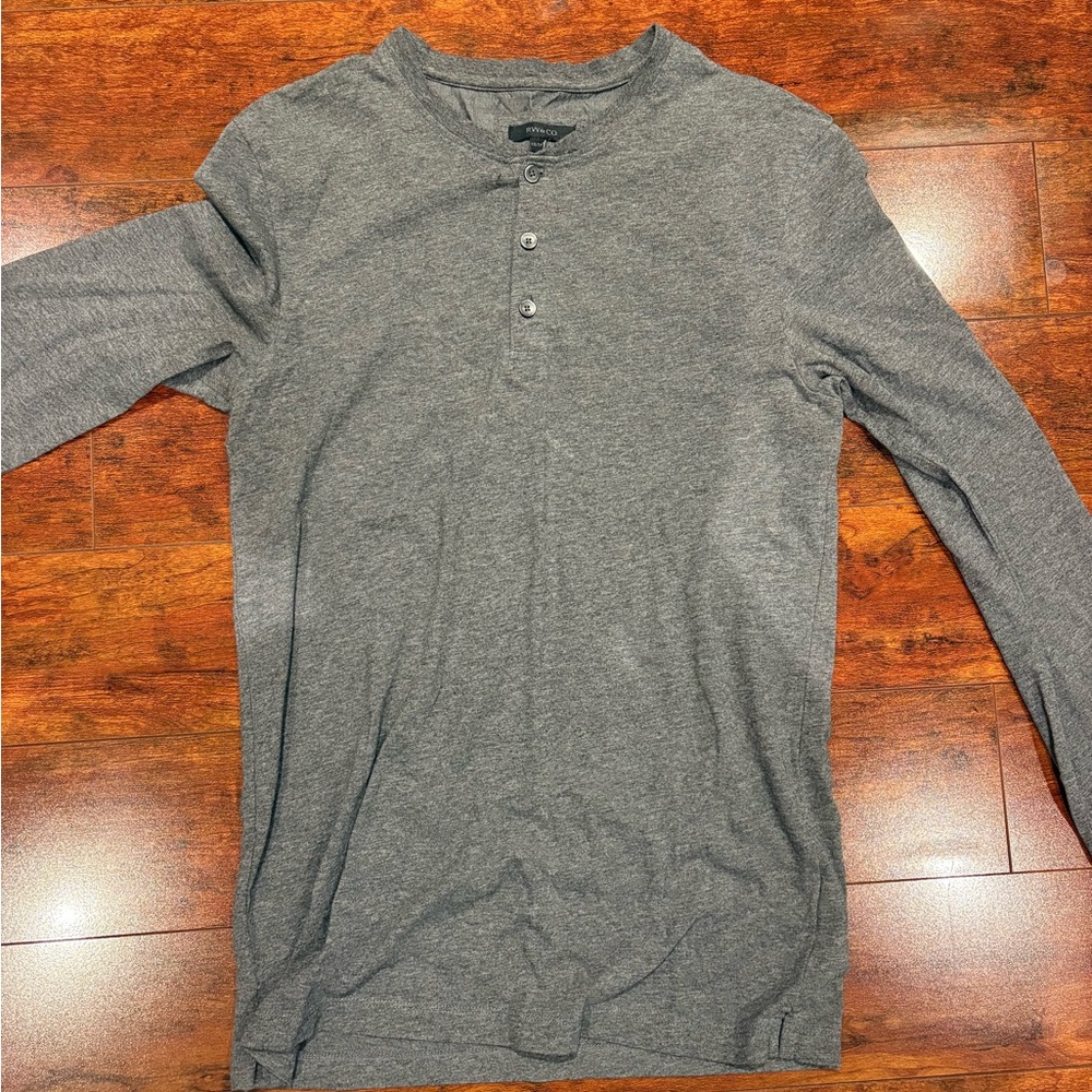RW&CO. Charcoal Long Sleeve Henley Shirt